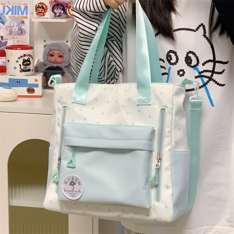 Унисекс ученическа чанта от Oxford плат с голям капацитет, кръстосана през рамо, водоустойчива, стил карикатура