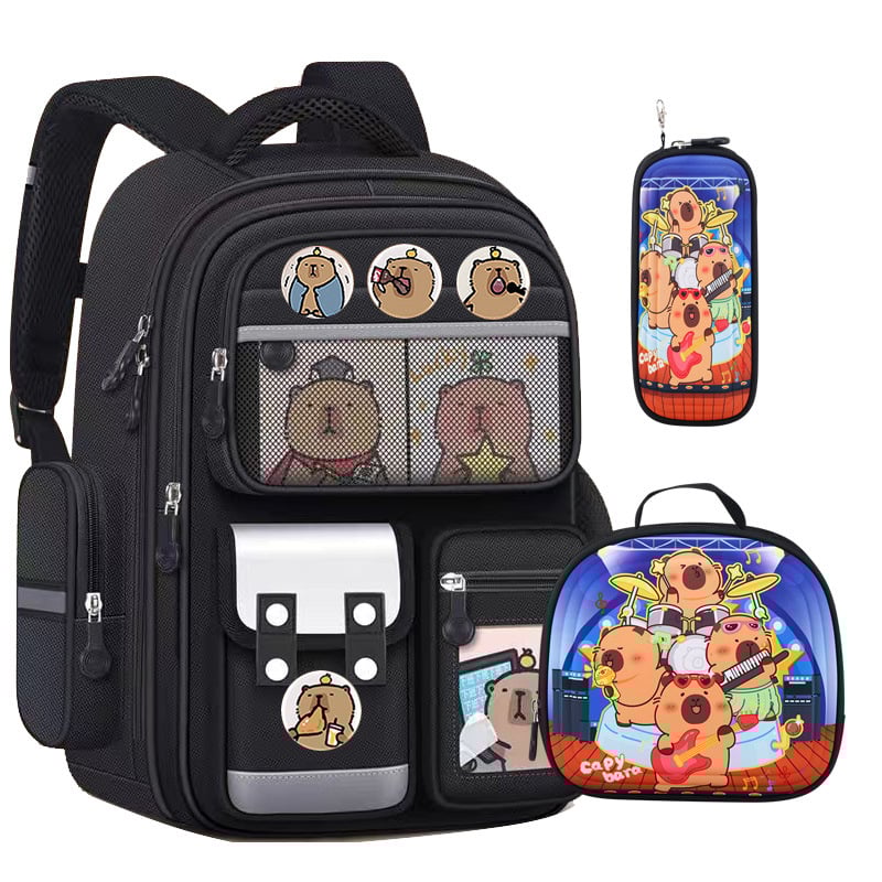 Комплект ученически раници Capybara - полиестер, водоустойчиви, ултралеки, презрамки с въздушна възглавница