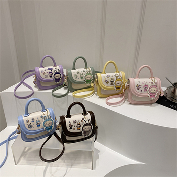 Dječja PU crossbody torba s anime uzorom, kvadratnog oblika, podstava od poliestera, za djevojčice