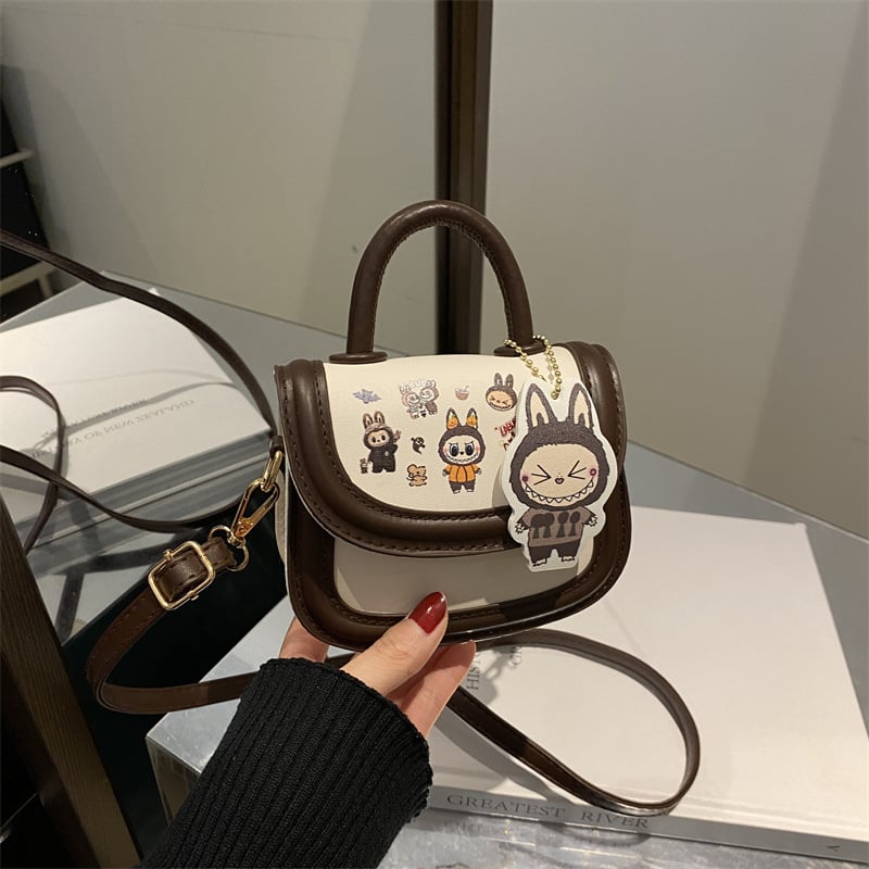 Dječja PU crossbody torba s anime uzorom, kvadratnog oblika, podstava od poliestera, za djevojčice