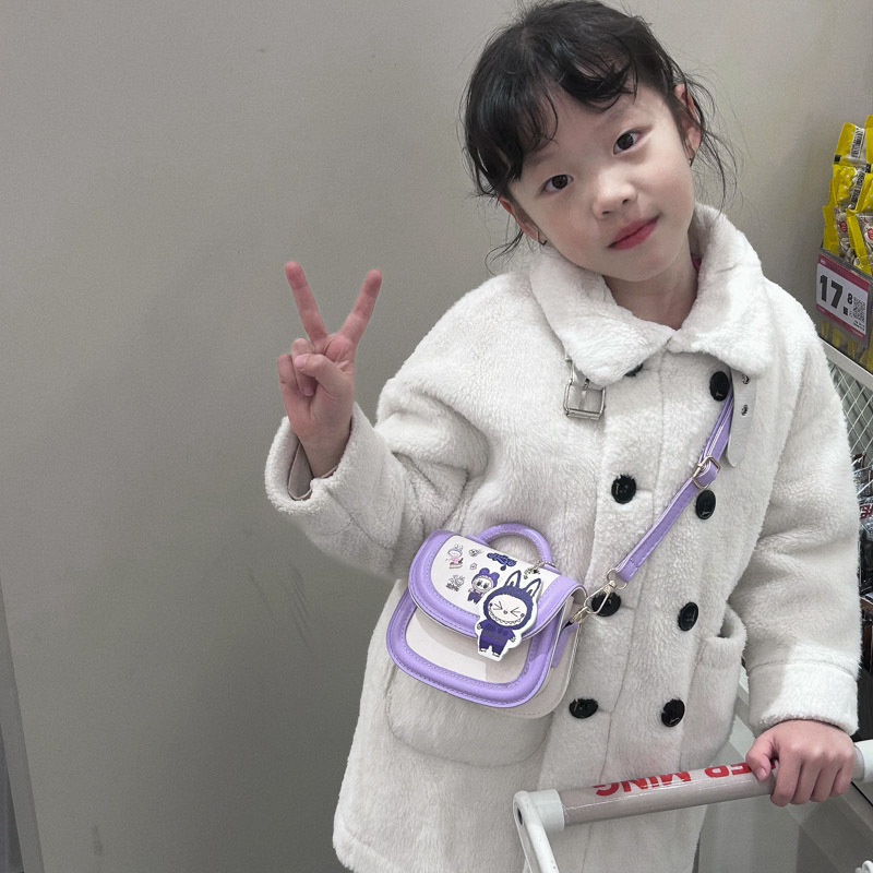 Dječja PU crossbody torba s anime uzorom, kvadratnog oblika, podstava od poliestera, za djevojčice