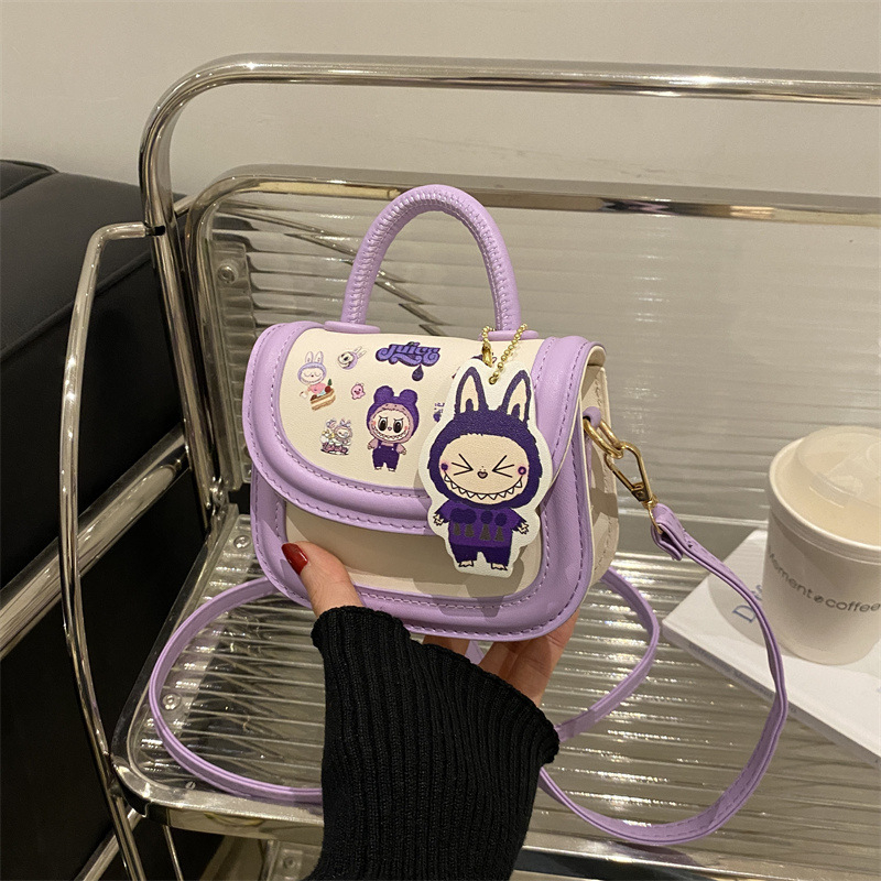 Dječja PU crossbody torba s anime uzorom, kvadratnog oblika, podstava od poliestera, za djevojčice