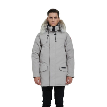 Geacă de puf cu umplutură din puf de gâscă alb, 360 g, țesătură exterioară 90% bumbac, impermeabilă și rezistentă la frig (-30°C până la -15°C), cu glugă, lungă