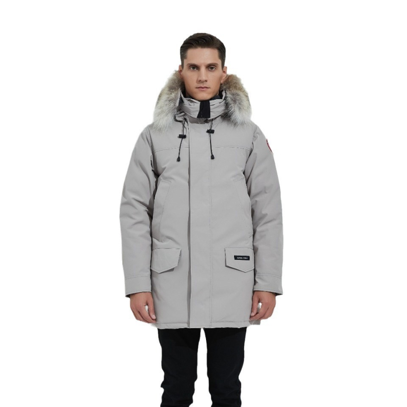 Geacă de puf cu umplutură din puf de gâscă alb, 360 g, țesătură exterioară 90% bumbac, impermeabilă și rezistentă la frig (-30°C până la -15°C), cu glugă, lungă