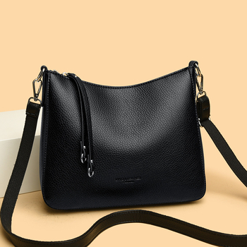 Crossbody torba od prave kože, gradski jednostavan stil, vodoravni kvadratni oblik, zatvaranje na zip, džep za telefon