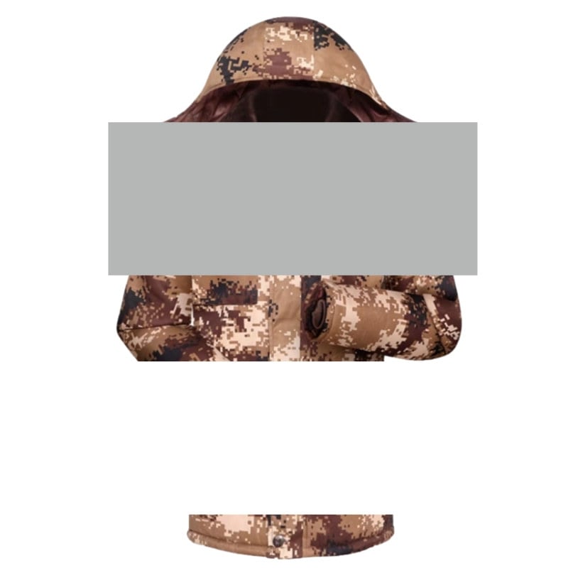 Palton din bumbac pentru bărbați, model camuflaj, cu glugă, căptușeală fleece, lungime medie