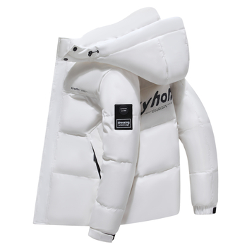 Jakna od perja s kapuljačom, punjena bijelim patčinim perjem, 50% perja, otporno na vjetar, stojeći ovratnik