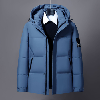 Jakna od perja s kapuljačom, punjena bijelim patčinim perjem, 50% perja, otporno na vjetar, stojeći ovratnik