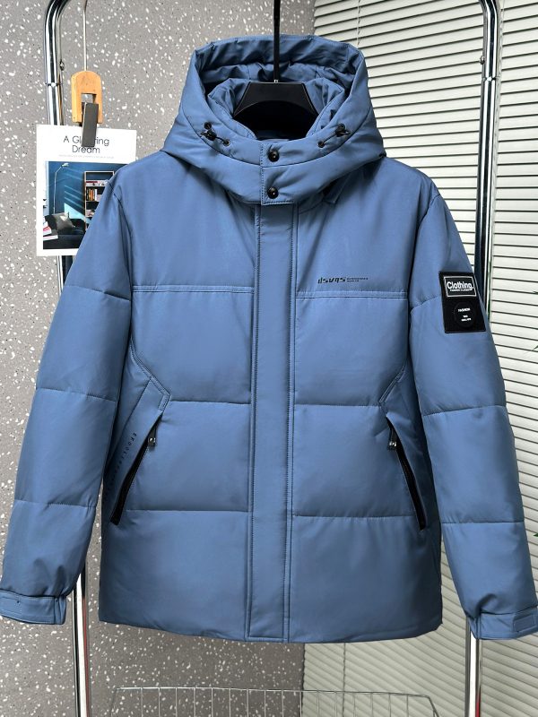 Jakna od perja s kapuljačom, punjena bijelim patčinim perjem, 50% perja, otporno na vjetar, stojeći ovratnik