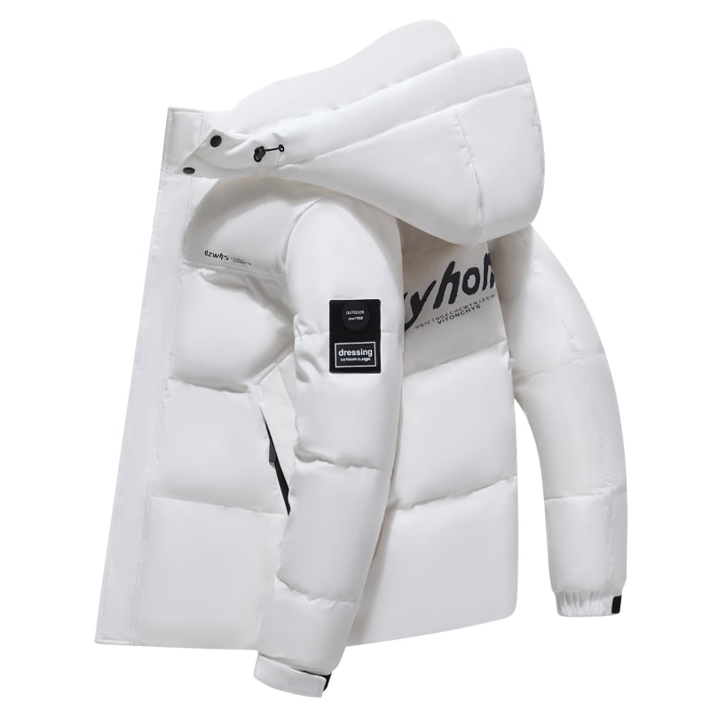 Jakna od perja s kapuljačom, punjena bijelim patčinim perjem, 50% perja, otporno na vjetar, stojeći ovratnik