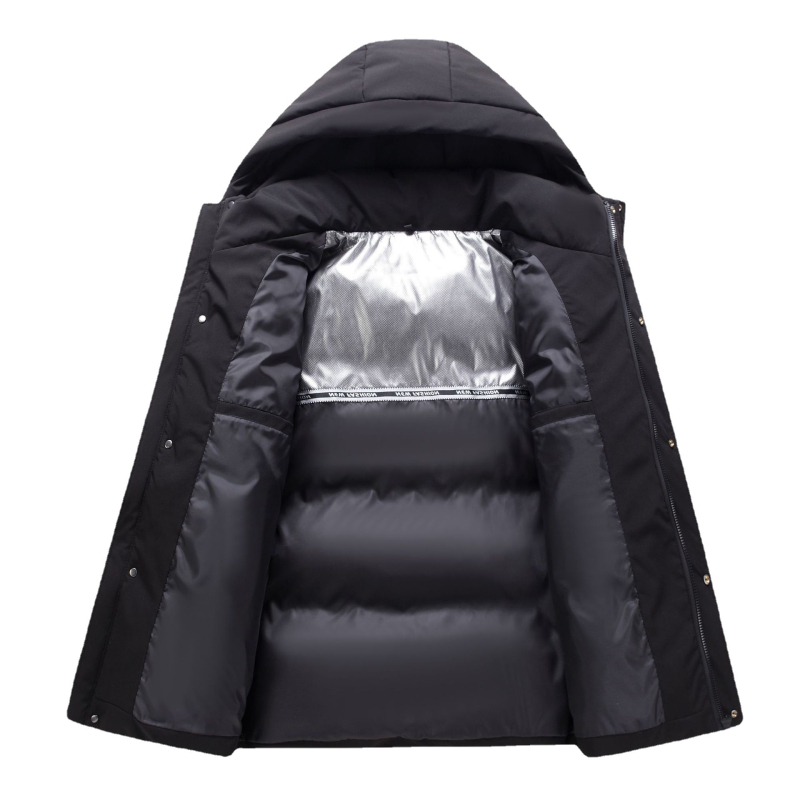 Jakna od perja s kapuljačom, punjena bijelim patčinim perjem, 50% perja, otporno na vjetar, stojeći ovratnik