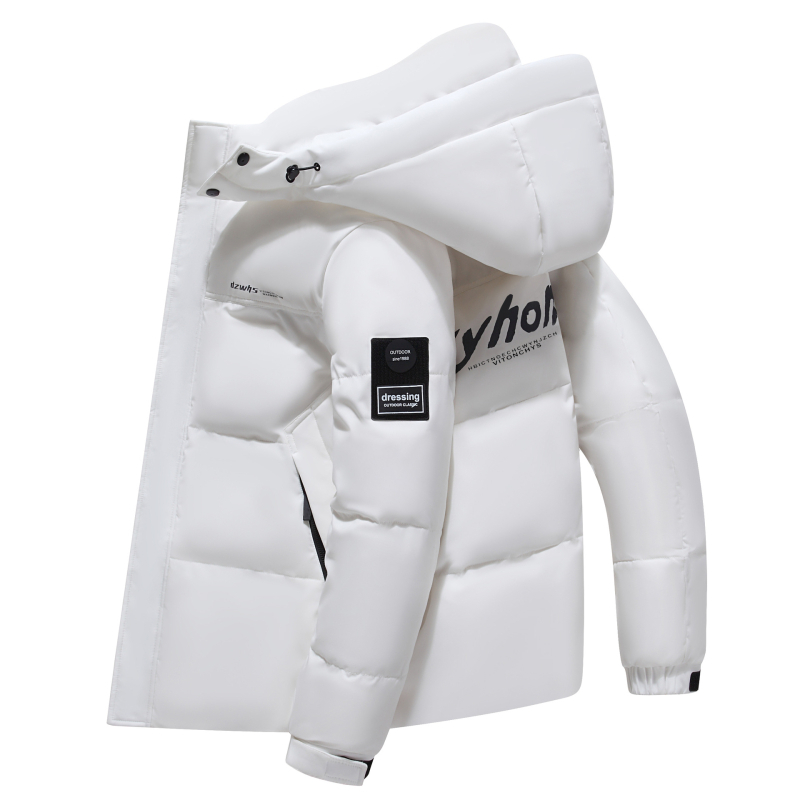 Jakna od perja s kapuljačom, punjena bijelim patčinim perjem, 50% perja, otporno na vjetar, stojeći ovratnik