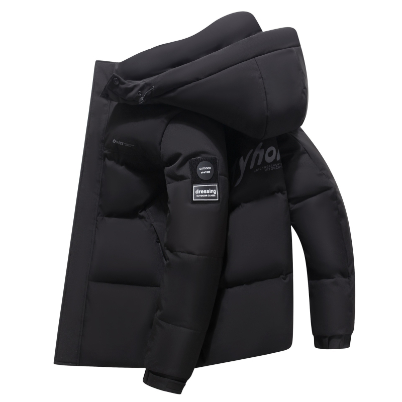 Jakna od perja s kapuljačom, punjena bijelim patčinim perjem, 50% perja, otporno na vjetar, stojeći ovratnik