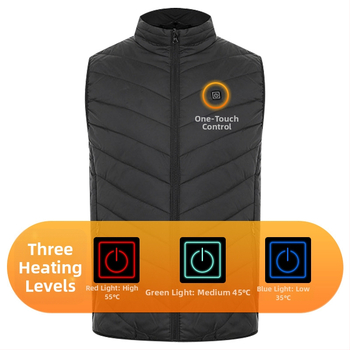 Zimná vonkajšia vyhrievacia vesta s 9-zónovým vykurovaním, ultra ľahká, teplá a vetruodolná, kardigán štýl, podšívka z bavlny, tkanina z polyestera, unisex, s odnímateľnou výstelkou