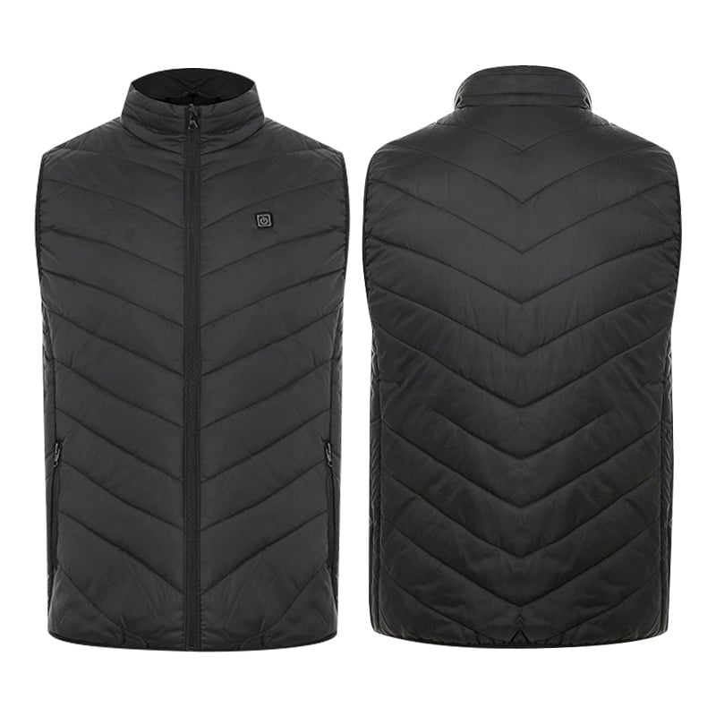 Zimska vanjska grijna vest s devet zona grijanja, ultralakа, topla i otporna na vjetar, kardigan-stil, podstava od pamuka, tkanina od poliestera, unisex, s uklonjivom podstavom