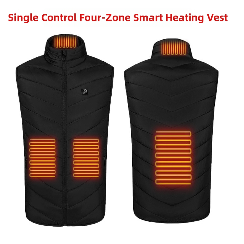 Zimná vonkajšia vyhrievacia vesta s 9-zónovým vykurovaním, ultra ľahká, teplá a vetruodolná, kardigán štýl, podšívka z bavlny, tkanina z polyestera, unisex, s odnímateľnou výstelkou