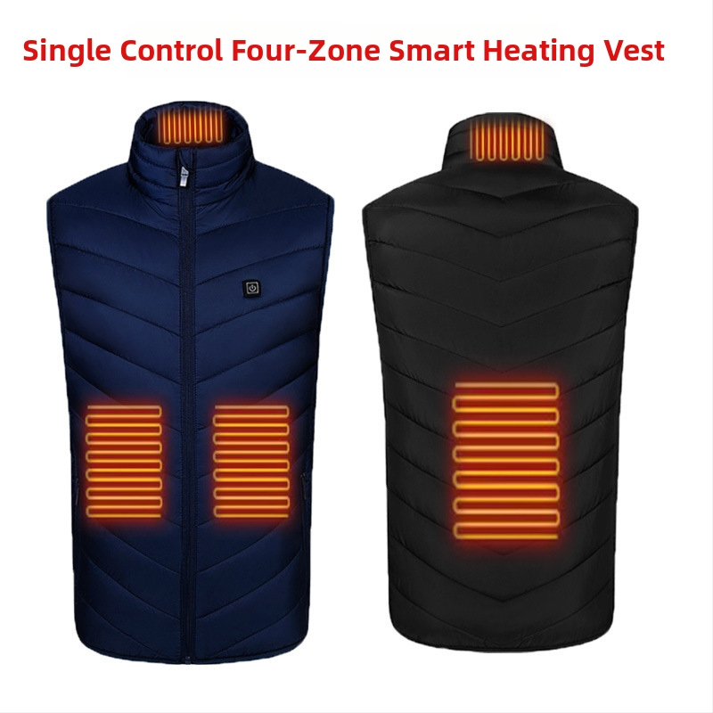 Zimná vonkajšia vyhrievacia vesta s 9-zónovým vykurovaním, ultra ľahká, teplá a vetruodolná, kardigán štýl, podšívka z bavlny, tkanina z polyestera, unisex, s odnímateľnou výstelkou
