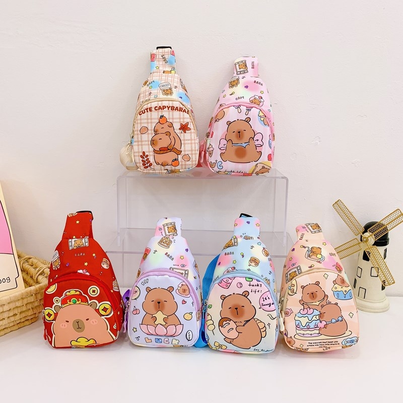 Dječji ruksak s motivom kapibare u anime stilu, vanjski nylon i podstava od poliestera, ultralagan i prozračan, pogodna za vrtić