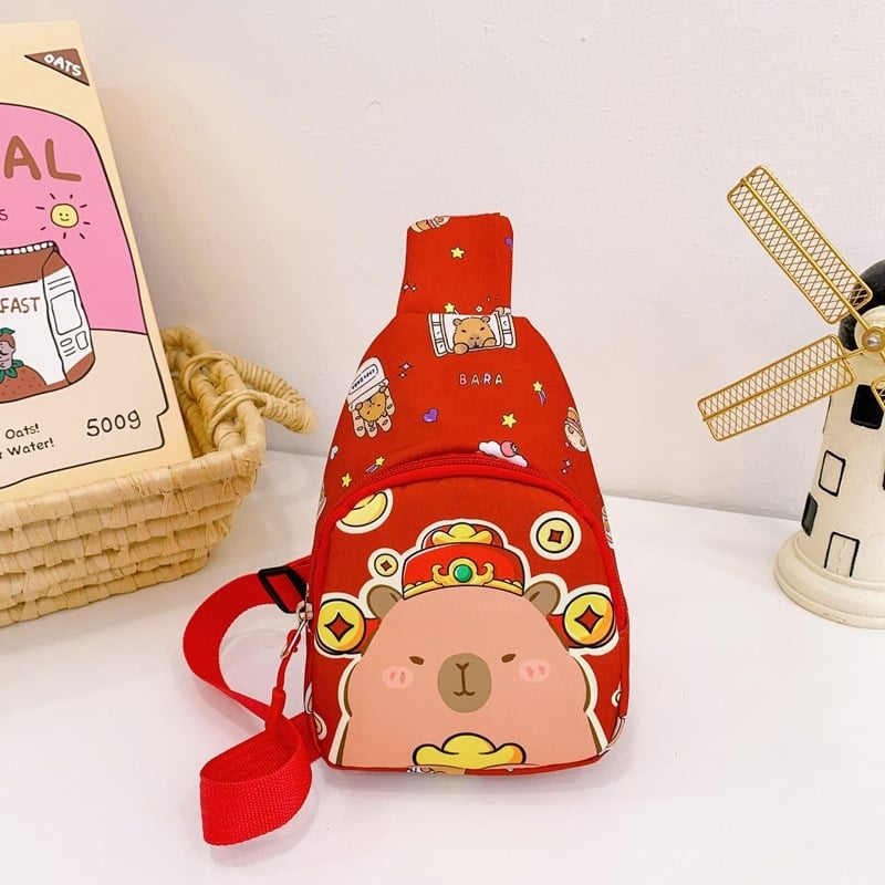 Dječji ruksak s motivom kapibare u anime stilu, vanjski nylon i podstava od poliestera, ultralagan i prozračan, pogodna za vrtić