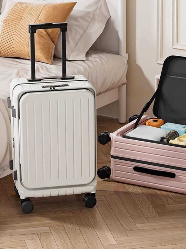 Предноотварящ се ръчен багаж, унисекс, ABS+PC, ципово отваряне, универсални колела, обикновен комбиниран замък