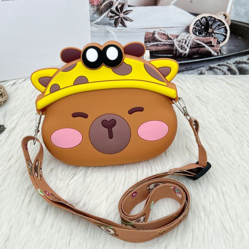 Dječja silikonska crossbody torbica s dizajnom kapibare – vodootporna, izdržljiva, unisex, za predškolsko doba