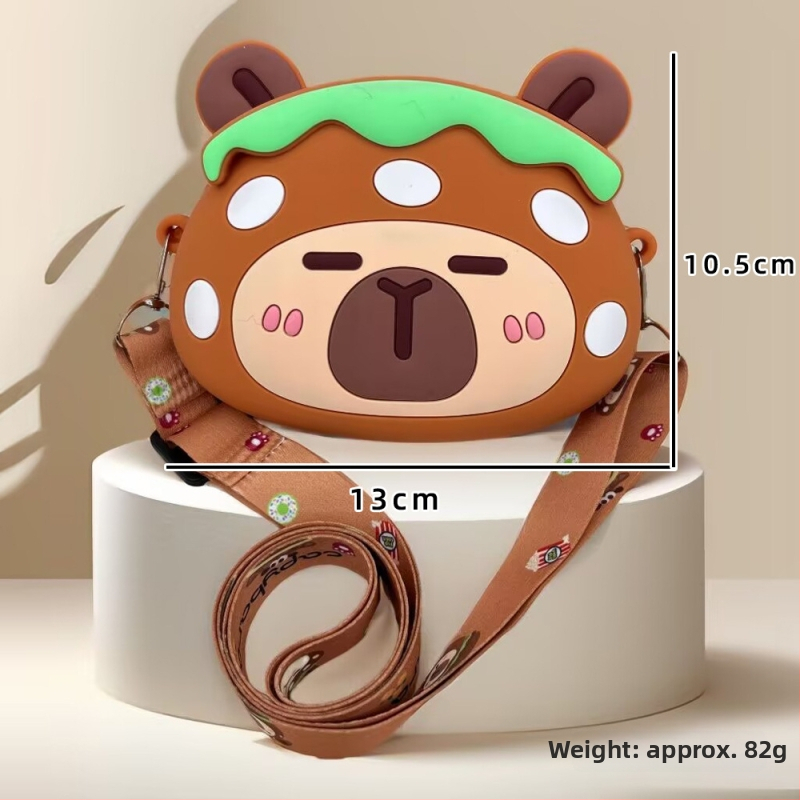 Detská silikónová crossbody taška so vzorom kapibara – nepremokavá, odolná, unisex, pre predškolákov