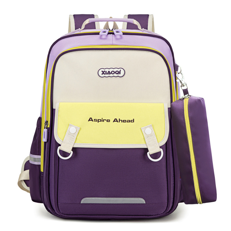 Училищна раница за деца с извита опора за гръб за намаляване на натоварването; дишаща, водоустойчива, ултралека, Oxford плат