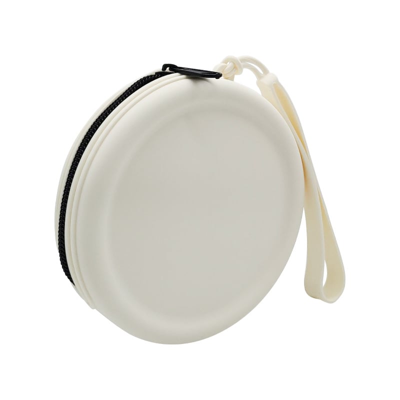 Силиконово портмоне за монети с цип, кръгла форма и ключодържател; вътрешна част за монети, стил градска простота