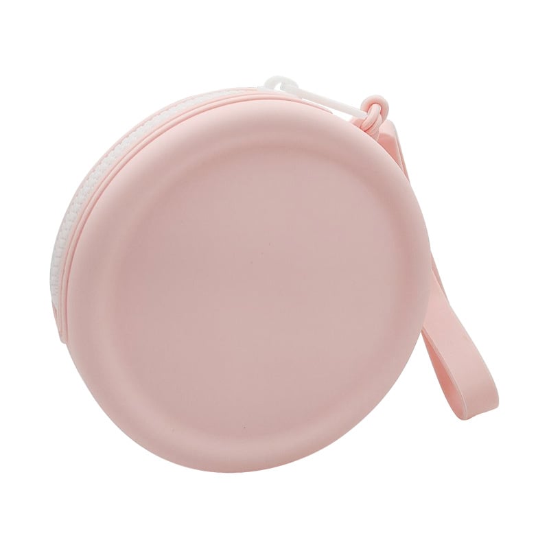 Силиконово портмоне за монети с цип, кръгла форма и ключодържател; вътрешна част за монети, стил градска простота