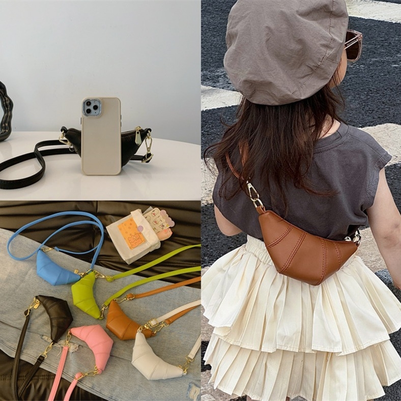 Haonna PU чанта през рамо, форма на рог-дъмплинг; дишаща и износоустойчива; без подплата; модел без шарка; зима 2022