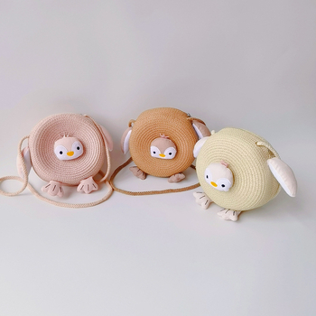 Qiunan детска чанта през рамо от слама с мотив Пингвин – дишаща, лято 2021, стил сладък за деца