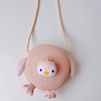 Qiunan детска чанта през рамо от слама с мотив Пингвин – дишаща, лято 2021, стил сладък за деца