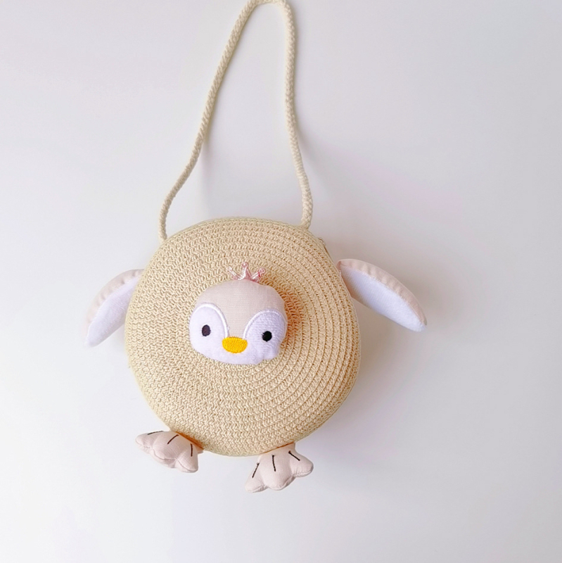 Qiunan детска чанта през рамо от слама с мотив Пингвин – дишаща, лято 2021, стил сладък за деца