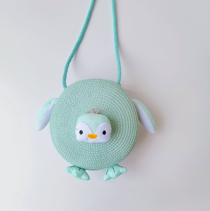 Qiunan детска чанта през рамо от слама с мотив Пингвин – дишаща, лято 2021, стил сладък за деца