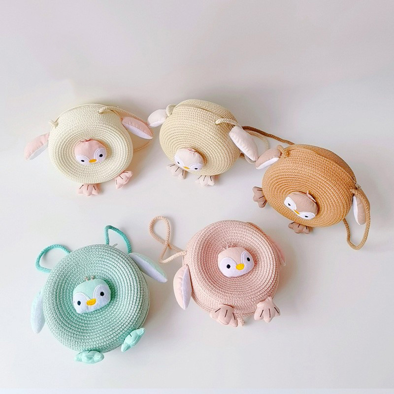 Qiunan детска чанта през рамо от слама с мотив Пингвин – дишаща, лято 2021, стил сладък за деца