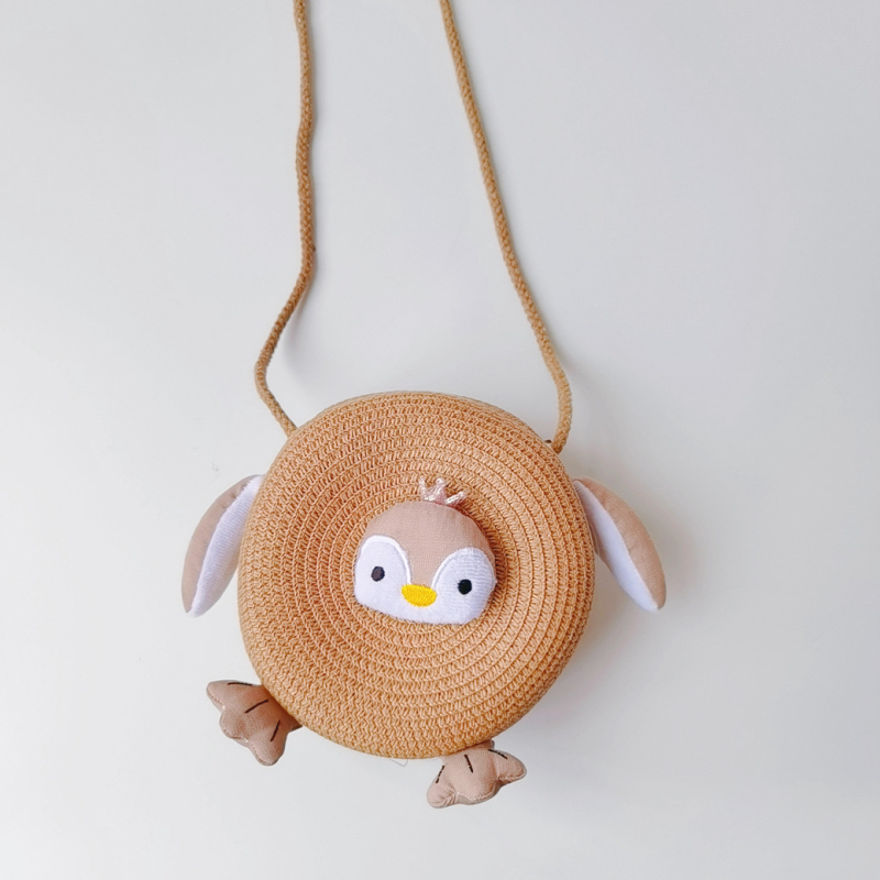 Qiunan детска чанта през рамо от слама с мотив Пингвин – дишаща, лято 2021, стил сладък за деца
