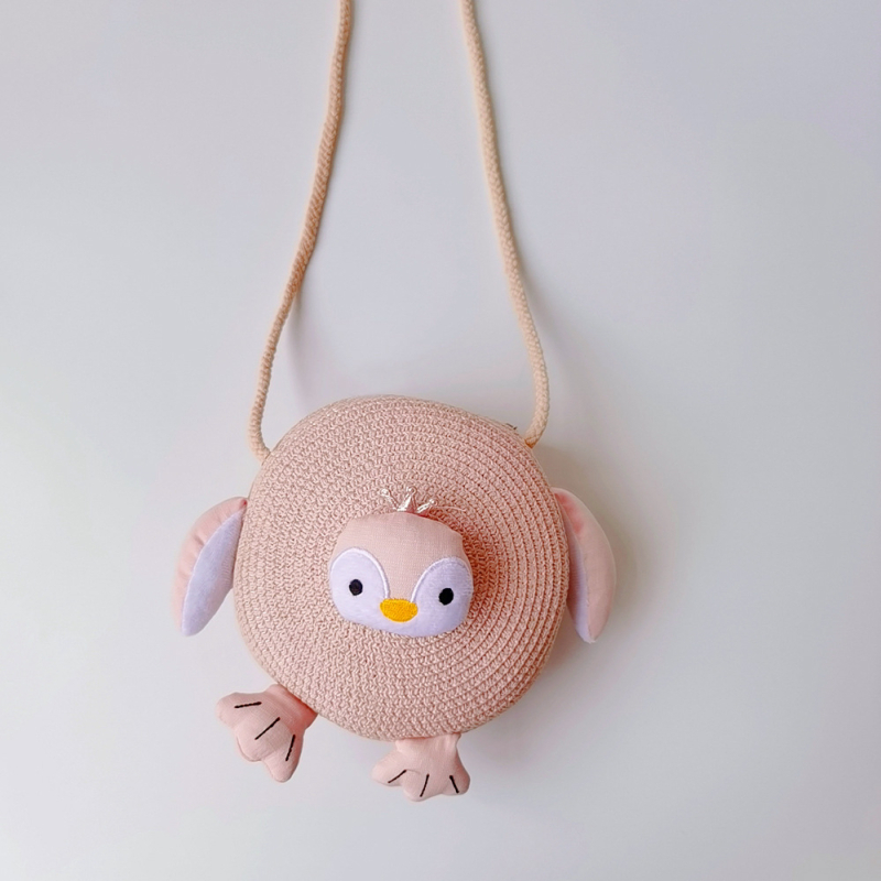 Qiunan детска чанта през рамо от слама с мотив Пингвин – дишаща, лято 2021, стил сладък за деца