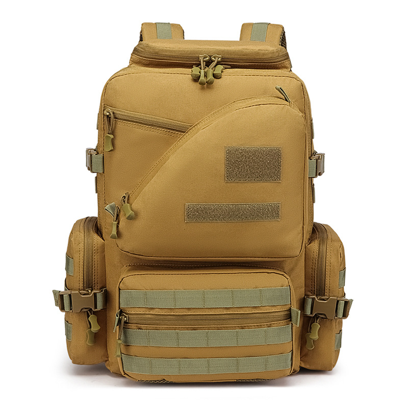 Водоустойчив тактически ранец с камуфляжен дизайн и голям капацитет; Oxford плат; подплата полиестер; дишащ, водоустойчив, износоустойчив, намалява натоварването.
