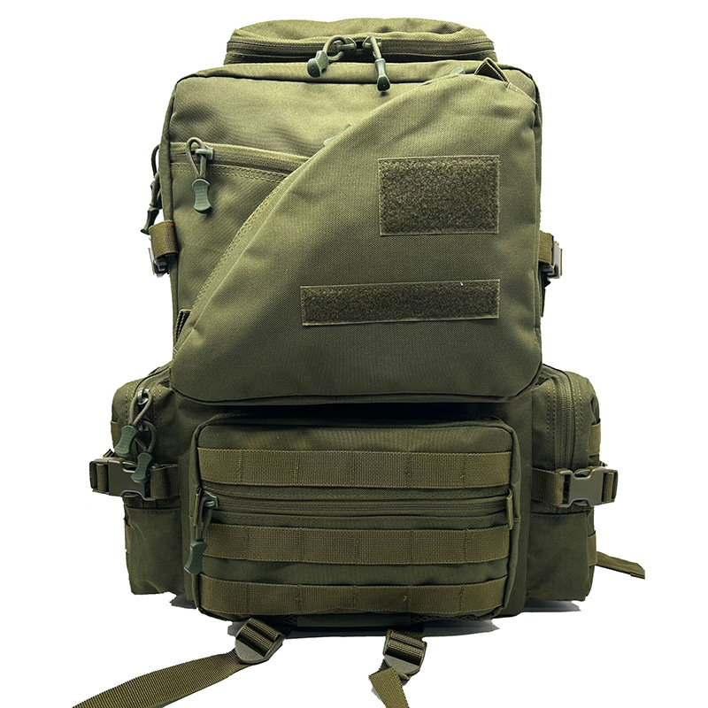 Водоустойчив тактически ранец с камуфляжен дизайн и голям капацитет; Oxford плат; подплата полиестер; дишащ, водоустойчив, износоустойчив, намалява натоварването.