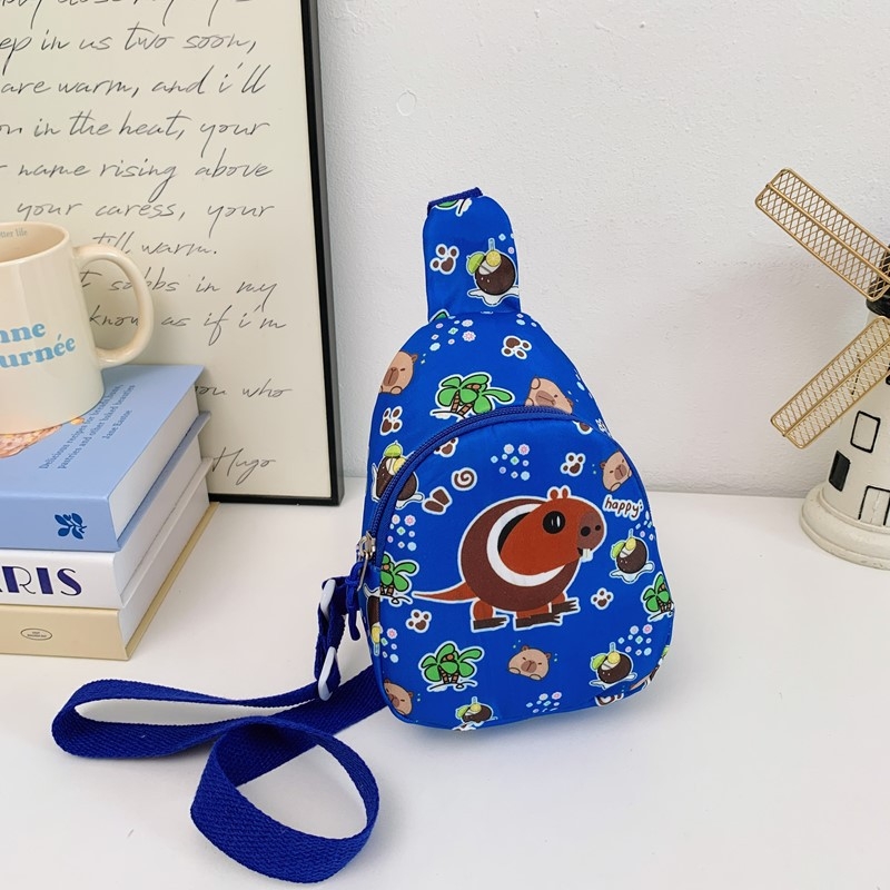 Детска кръстосана чанта за рамо, животински анимационен принт, нейлон, подплата полиестер, ултра лек дизайн, унисекс, подходяща за детска градина