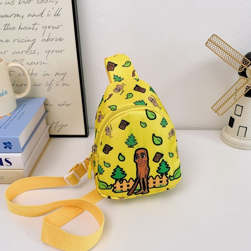 Детска кръстосана чанта за рамо, животински анимационен принт, нейлон, подплата полиестер, ултра лек дизайн, унисекс, подходяща за детска градина