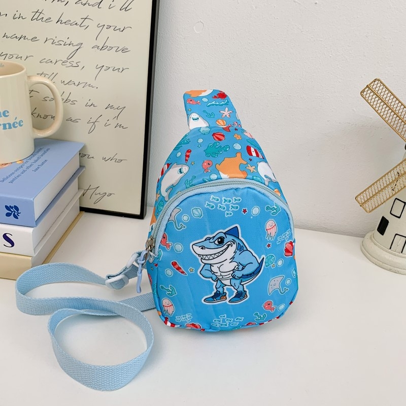 Детска кръстосана чанта за рамо, животински анимационен принт, нейлон, подплата полиестер, ултра лек дизайн, унисекс, подходяща за детска градина
