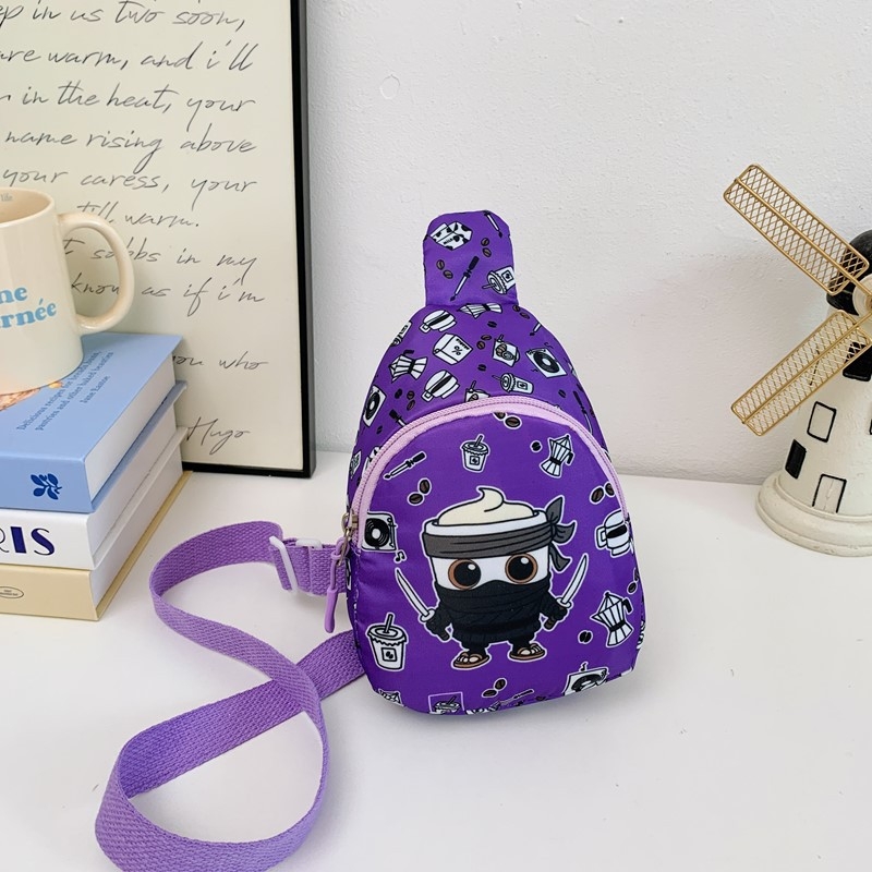 Детска кръстосана чанта за рамо, животински анимационен принт, нейлон, подплата полиестер, ултра лек дизайн, унисекс, подходяща за детска градина