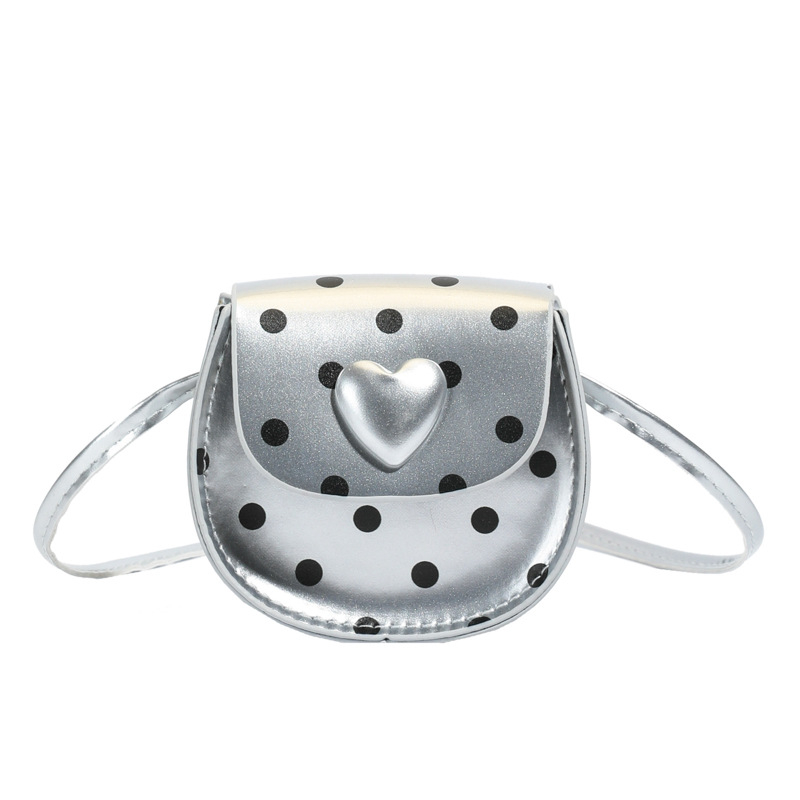 Чантичка през рамо в корейски стил за малки момичета с точков модел и сърце, унисекс, PU материал; подплата полиестер; вълнообразен дизайн; лято 2025