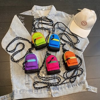 Gyerekeknek szóló uniszex vászon geometriai mintás nyakba akasztható táska, óvoda, 2025 nyár