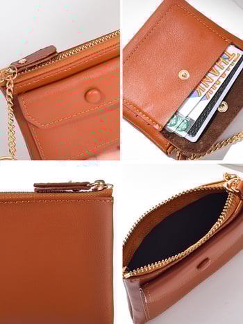 Дамски мини портфейл за монети с ключодържател, PU кожа, 1 сгъвка, водоустойчив, анти-крадба, ултралек