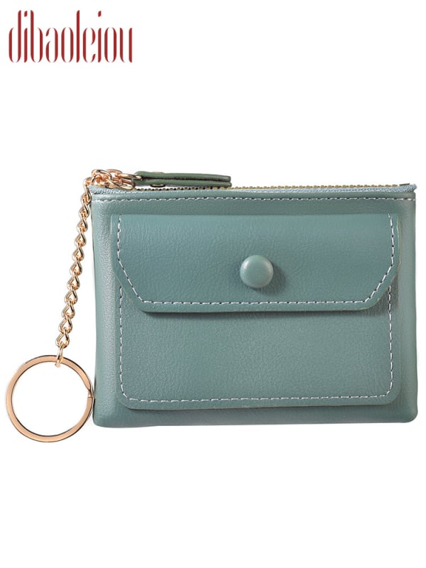 Дамски мини портфейл за монети с ключодържател, PU кожа, 1 сгъвка, водоустойчив, анти-крадба, ултралек