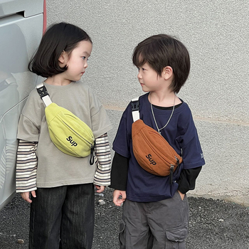 Corduroy dječja torbica za prsa s slovima, crossbody, poliester podstava