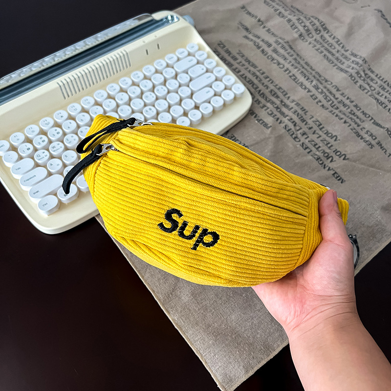 Corduroy dječja torbica za prsa s slovima, crossbody, poliester podstava