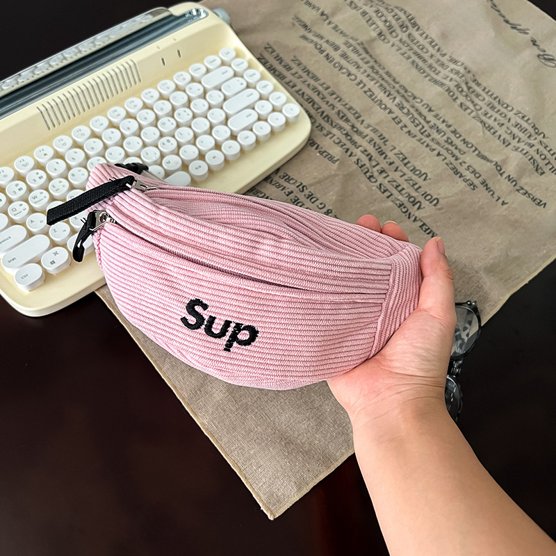Corduroy dječja torbica za prsa s slovima, crossbody, poliester podstava